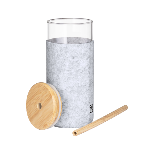 Zilber - Szklany kubek ze słomką AP733327-80 - gadżety reklamowe GiftKolekcja.pl