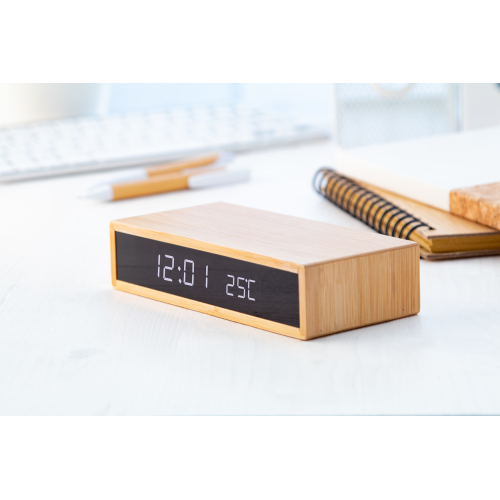 Molarm - Bambusowa bezprzewodowa ładowarka i zegar AP810467 - gadżety reklamowe GiftKolekcja.pl