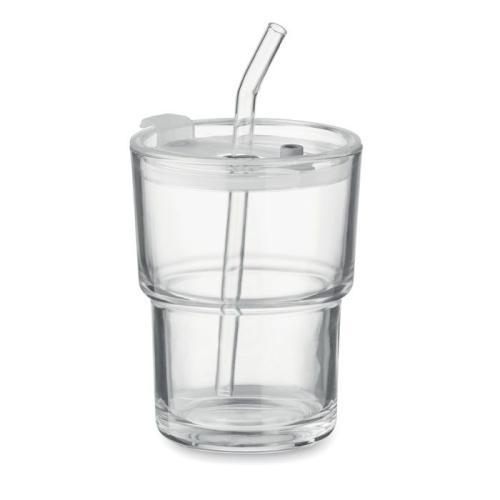 SIP. Szklany kubek ze słomką 400ml MO2502-22